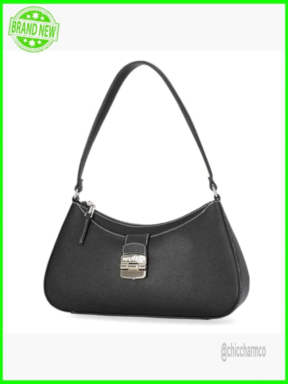 Large Vegan Leather Hobo Shoulder Bag with Zipper and Snap Pockets